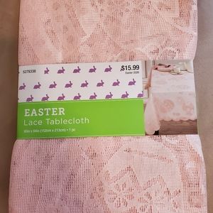 Easter lace tablecloth egg and floral print Pink